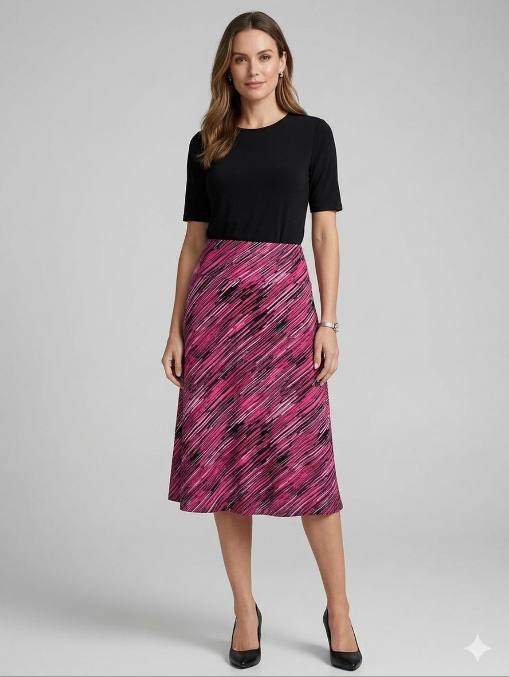 New York & Co A-line printed Soft skirt size L